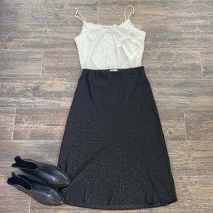 Black slip midi skirt